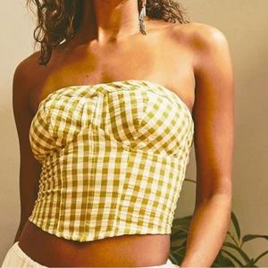 Free people Leilani gingham tube top in green